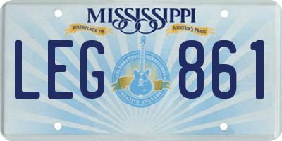 MS license plate LEG861
