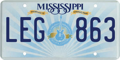 MS license plate LEG863
