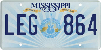 MS license plate LEG864
