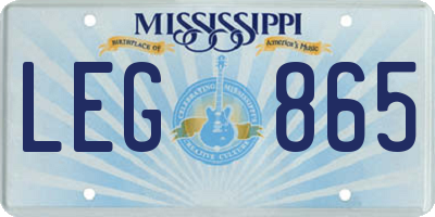 MS license plate LEG865