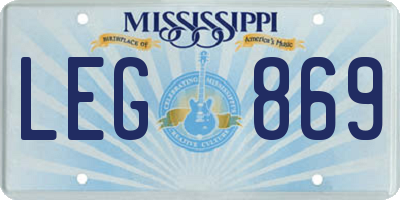 MS license plate LEG869