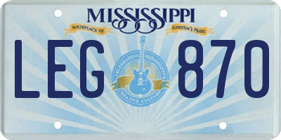 MS license plate LEG870