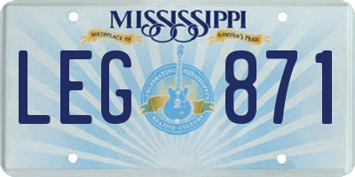 MS license plate LEG871