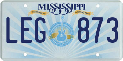 MS license plate LEG873