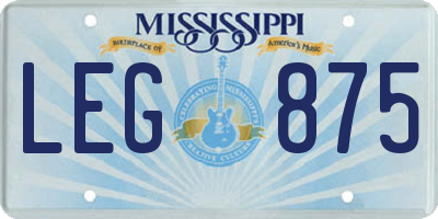MS license plate LEG875
