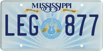 MS license plate LEG877