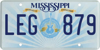 MS license plate LEG879