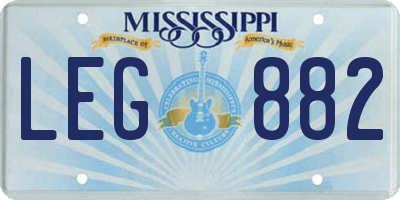 MS license plate LEG882