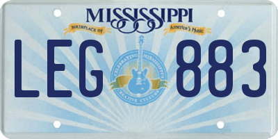 MS license plate LEG883