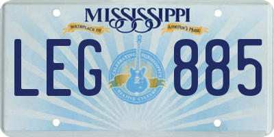 MS license plate LEG885