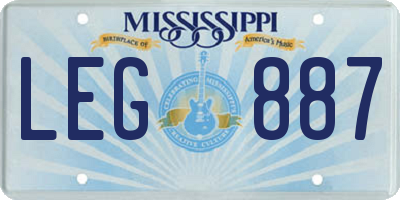 MS license plate LEG887