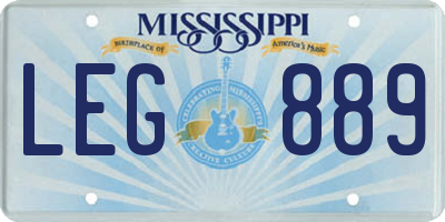 MS license plate LEG889
