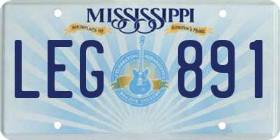 MS license plate LEG891