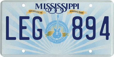 MS license plate LEG894