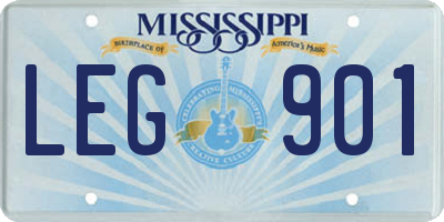 MS license plate LEG901