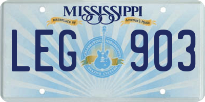 MS license plate LEG903