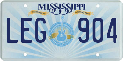 MS license plate LEG904