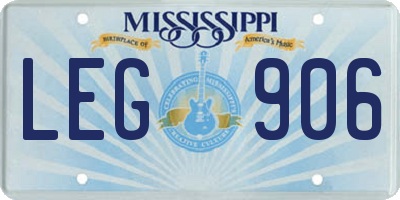 MS license plate LEG906