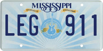MS license plate LEG911