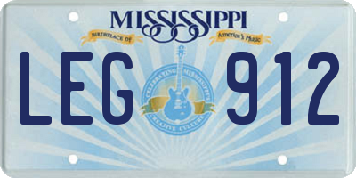 MS license plate LEG912