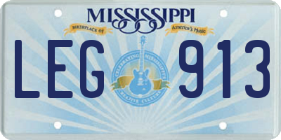 MS license plate LEG913