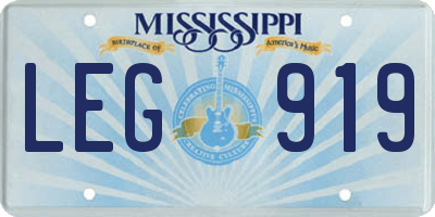 MS license plate LEG919