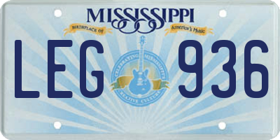 MS license plate LEG936