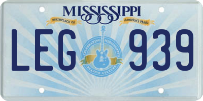 MS license plate LEG939