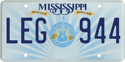 MS license plate LEG944