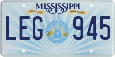 MS license plate LEG945