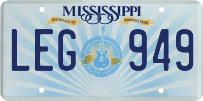 MS license plate LEG949