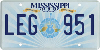 MS license plate LEG951