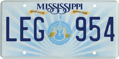 MS license plate LEG954
