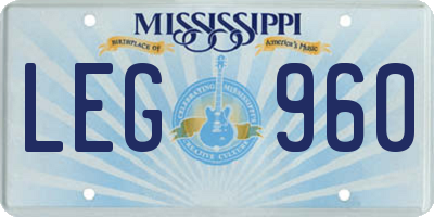MS license plate LEG960