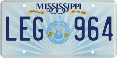 MS license plate LEG964