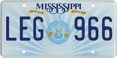 MS license plate LEG966