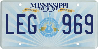 MS license plate LEG969