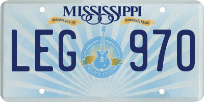 MS license plate LEG970