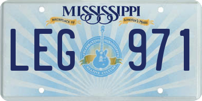 MS license plate LEG971