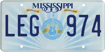 MS license plate LEG974