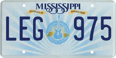 MS license plate LEG975