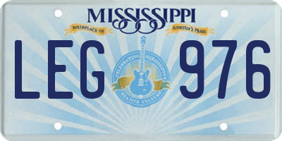 MS license plate LEG976