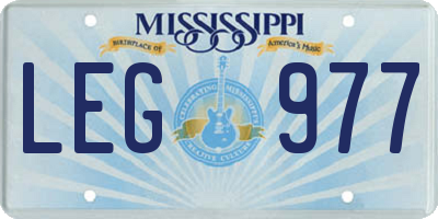 MS license plate LEG977