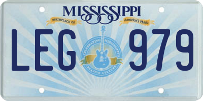 MS license plate LEG979