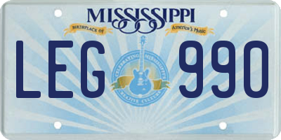 MS license plate LEG990
