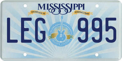 MS license plate LEG995
