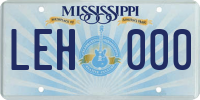 MS license plate LEH000