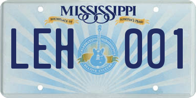 MS license plate LEH001