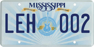 MS license plate LEH002