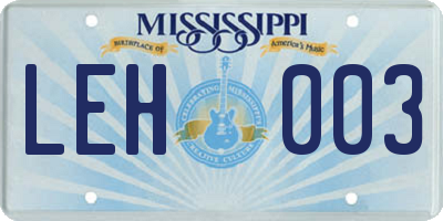 MS license plate LEH003